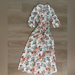ZARA Floral Maxi Dress with Tie Waist